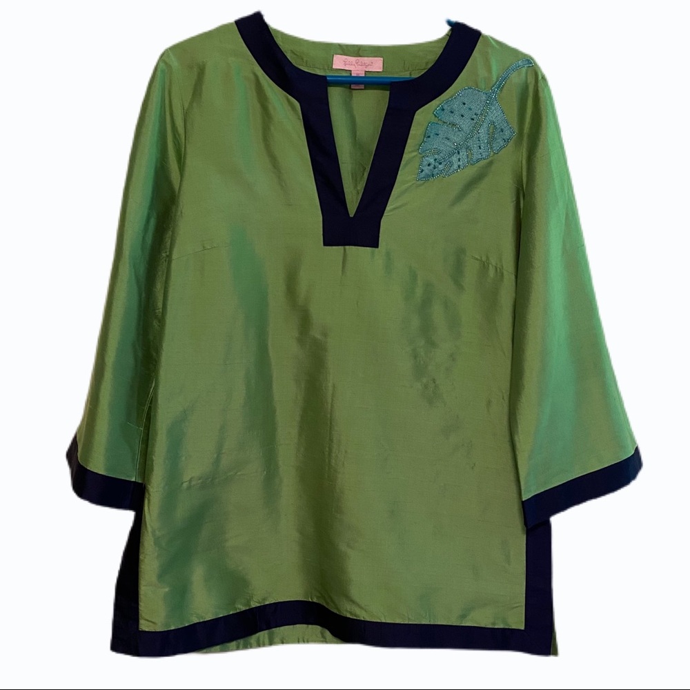 Lilly Pulitzer Green Tunic w Beading Sz M